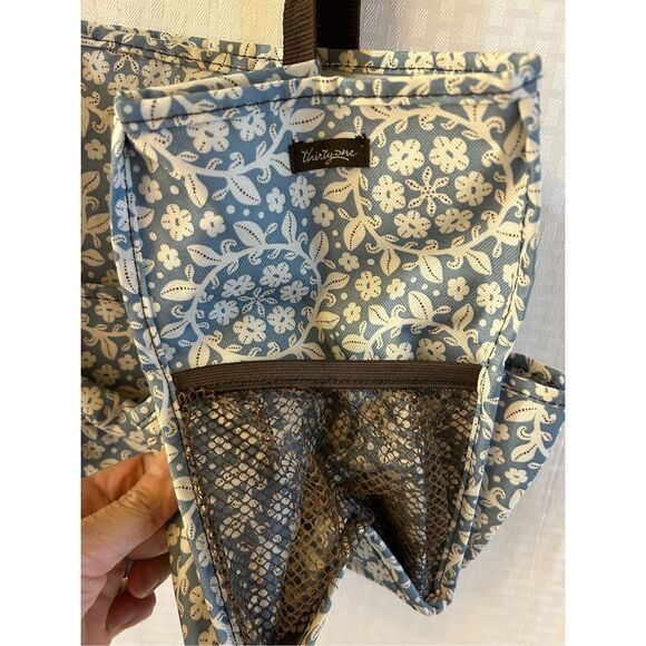 31 Thirty-one organizer tote blue white flowers no zipper 15"x10" bag - Picture 3 of 7
